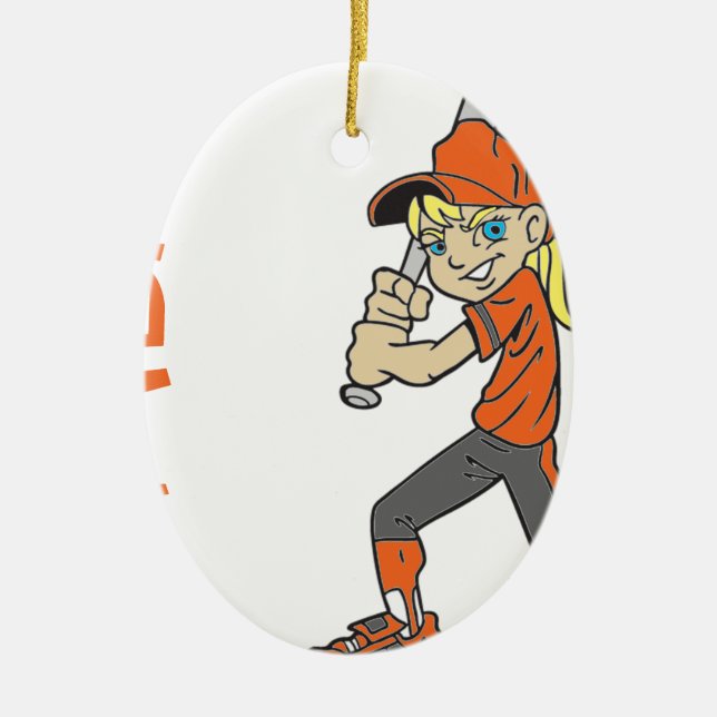 ORNAMENTO DE CERÂMICA TEXTO BAT GIRL DE SOFTBALL (Frente)
