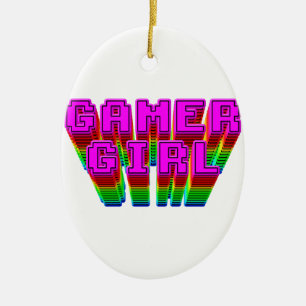 Ornamento De Cerâmica Texto da Gamer Girl