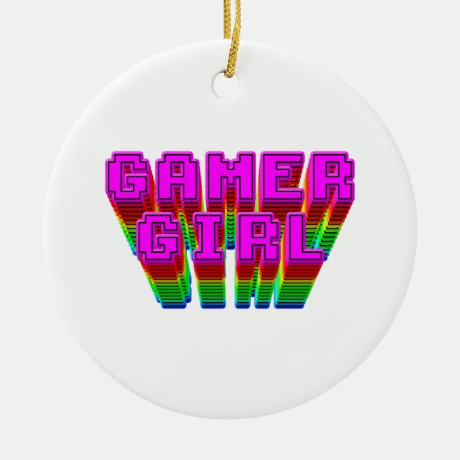 Ornamento De Cerâmica Texto da Gamer Girl (Frente)