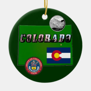 Ornamento De Cerâmica Texto da Imagem do Colorado, Sinalizador, Selo, Qu