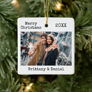 Ornamento De Cerâmica Texto da Máquina de Digitalização Foto de Natal