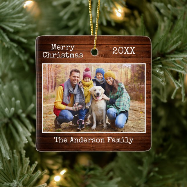 Ornamento De Cerâmica Texto da Máquina de Escrever Foto da Família de Ma (Árvore)