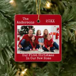 Ornamento De Cerâmica Texto da Máquina de Escritura Primeiro Natal Novo 