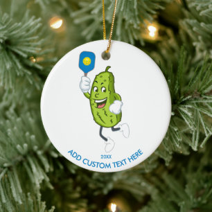 Ornamento De Cerâmica Texto de Ano Personalizado do Pickleball em Reprod