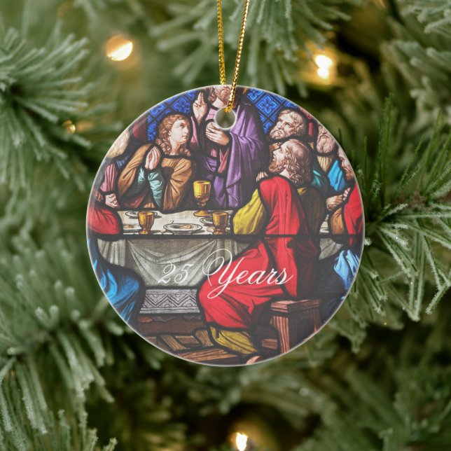 Ornamento De Cerâmica Texto de Edição do Aniversário da Ordenação do Pad (Árvore)