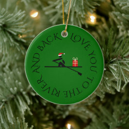 Ornamento De Cerâmica Texto de foto personalizado verde de natal