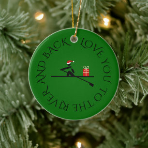 Ornamento De Cerâmica Texto de foto personalizado verde de natal