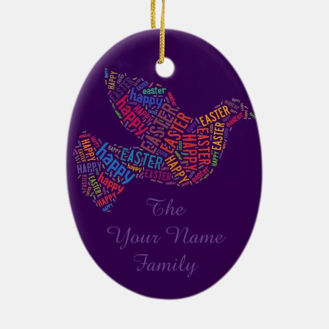 Ornamento De Cerâmica Texto de saudação da porta do felz pascoa (Verso)