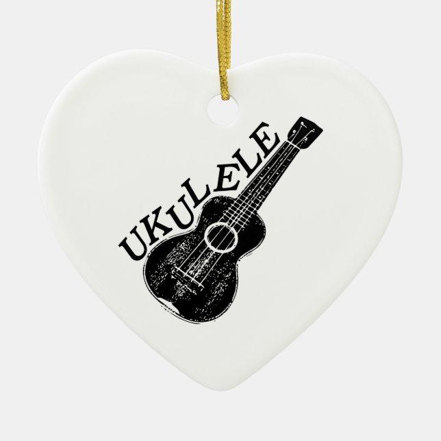 Ornamento De Cerâmica Texto E Imagem Do Ukulele (Frente)