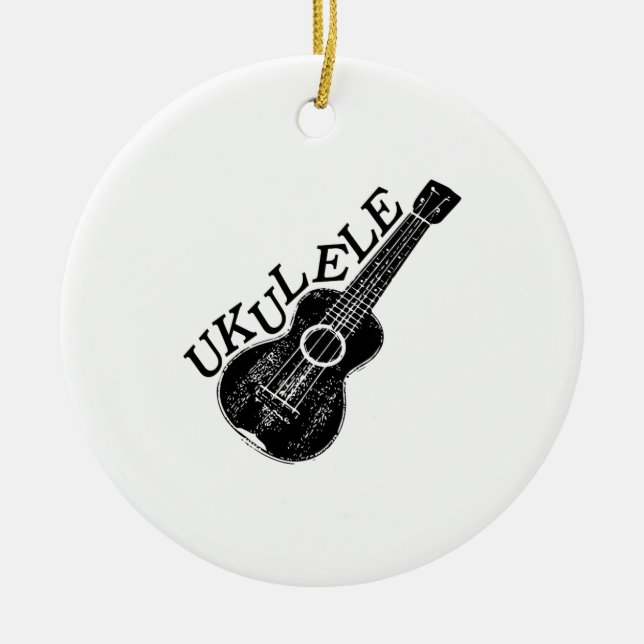 Ornamento De Cerâmica Texto E Imagem Do Ukulele (Frente)