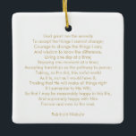 Ornamento De Cerâmica Texto elegante de citação de orações personalizada<br><div class="desc">Uma frase personalizada de citação de oração personalizada ou texto de duas versões elegantes e minimalistas do ornamento cerâmico. Excelente de Natal. Texto em ouro falso totalmente personalizável de ambos os lados (dois textos diferentes) e fundo branco sólido e plano de fundo. Você pode escrever sua própria mensagem, carta de...</div>