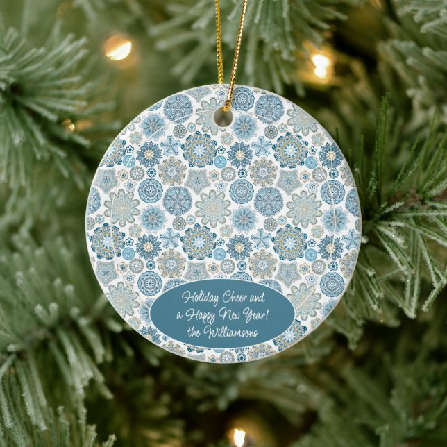 Ornamento De Cerâmica Texto Personalizado de Foto da Família Personaliza (Árvore)