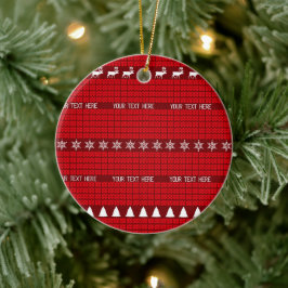 Ornamento De Cerâmica Texto Personalizado de Natal Vermelho Branco Maldi