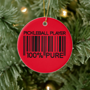 Ornamento De Cerâmica Texto personalizado do jogador de picleball a 100%