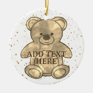 Ornamento De Cerâmica Texto Personalizado do Urso de Teddy-Cuja