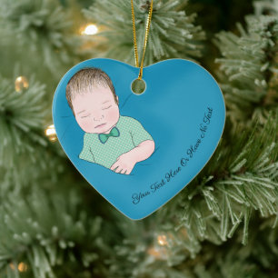 Ornamento De Cerâmica Texto Personalizado   Dormir Menino Adoro Coraçã