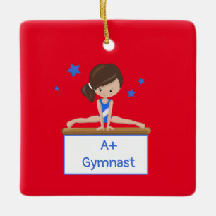 Ornamento De Cerâmica Texto Personalizado Personalizado Do Jovem Brunett