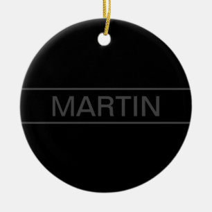 Ornamento De Cerâmica Texto Personalizável Preto Moderno e Cinza Escur