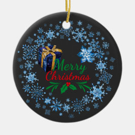 Ornamento De Cerâmica Texto Retroativo da Tipografia de Natal Feliz