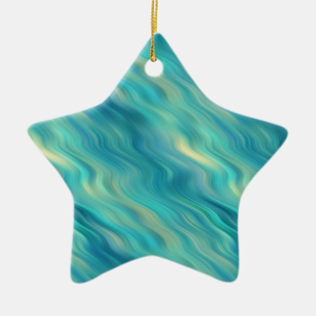 Ornamento De Cerâmica Textura de onda de Hydrangea azul (Frente)