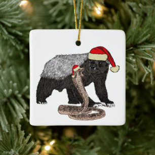 Ornamento De Cerâmica Texugo-mel Furtivo de Natal