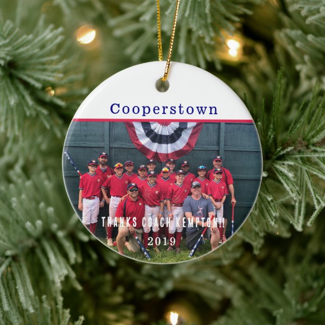 Ornamento De Cerâmica Thank You Coach – Cooperstown Keepsake Team Photo  (Árvore)