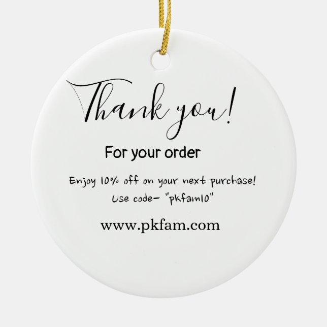 Ornamento De Cerâmica Thank you for purchase pink family business detail (Frente)