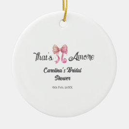 Ornamento De Cerâmica that's amore bridal shower pink retro bow boho nam