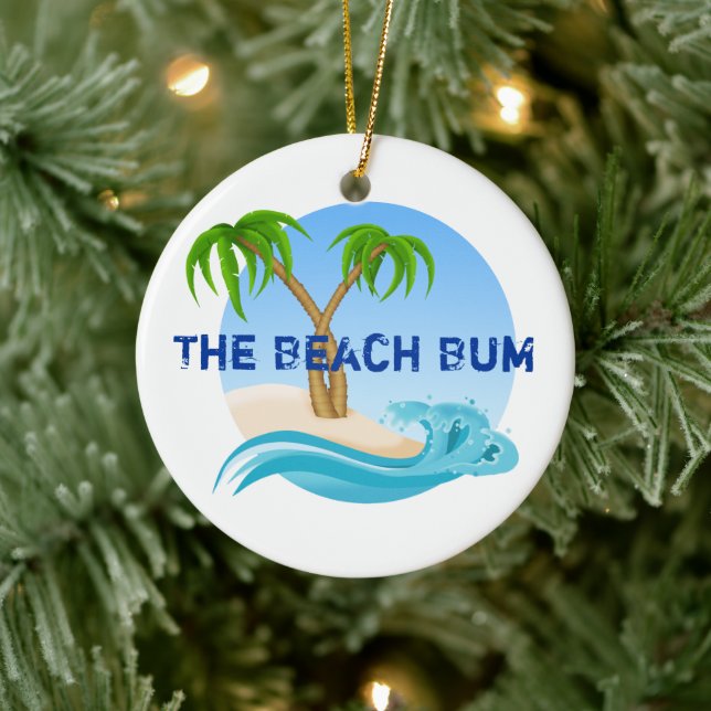 Ornamento De Cerâmica The Beach Bum Personalizou o Natal Tropical (Árvore)