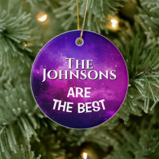 Ornamento De Cerâmica The Best" Family | Deep Violet Space & Stars Custo