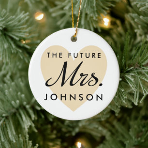 Ornamento De Cerâmica The Future Mrs. Heart and Name