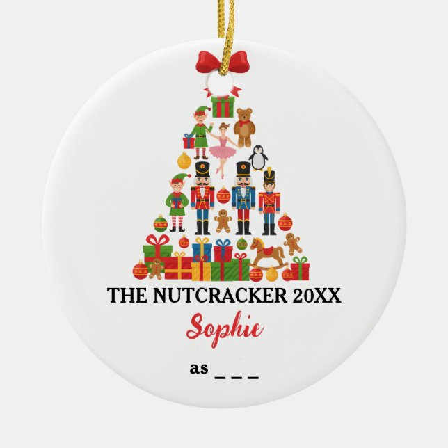 Ornamento De Cerâmica The Nutcracker Custom Ballet Role Christmas (Frente)