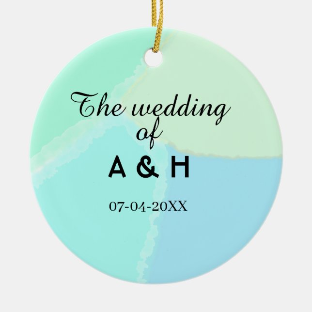 Ornamento De Cerâmica The wedding of add couple name initial letter date (Frente)