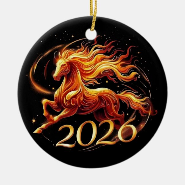 Ornamento De Cerâmica The Year of the Horse 2026 (Frente)
