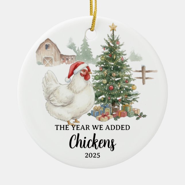Ornamento De Cerâmica The Year We Added Chickens Custom Raising Chickens (Frente)