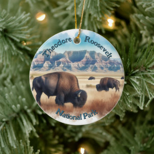 Ornamento De Cerâmica Theodore Roosevelt Parque Nacional Bison Souvenir