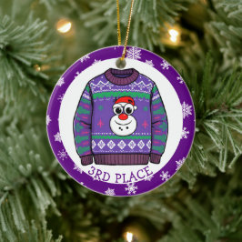 Ornamento De Cerâmica Third Place Ugly Sweater Winner Christmas