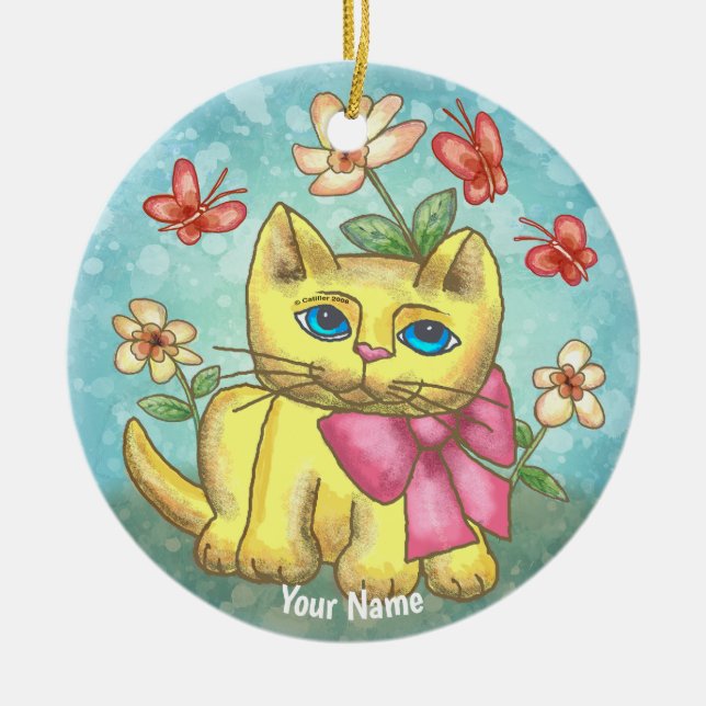Ornamento De Cerâmica Thomas Kitten Cat Ornament (Frente)