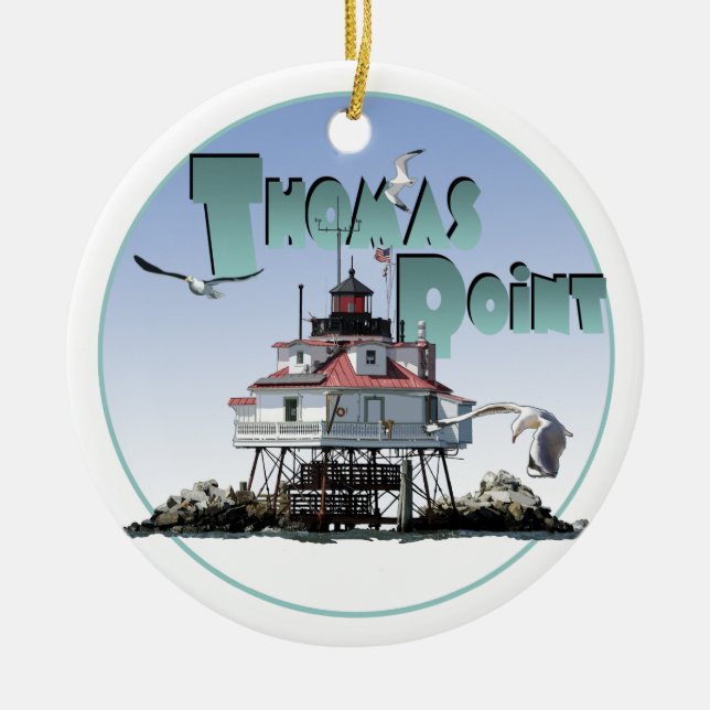 Ornamento De Cerâmica Thomas Point Lighthouse (Frente)