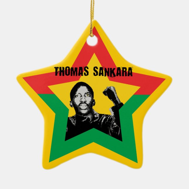 Ornamento De Cerâmica Thomas Sankara Burkina Fasso estrela Xmas alfaia (Frente)
