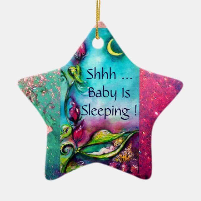 ORNAMENTO DE CERÂMICA THUMBELINA PINK RUBY STAR MONOGRAM HANGER (Frente)