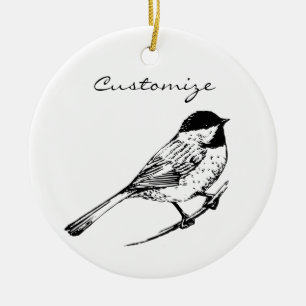 Ornamento De Cerâmica Thunder_Cove de Chickadee com prego preto