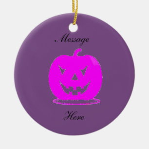 Ornamento De Cerâmica Thunder_Cove Rosa Jack o'lantern Halloween