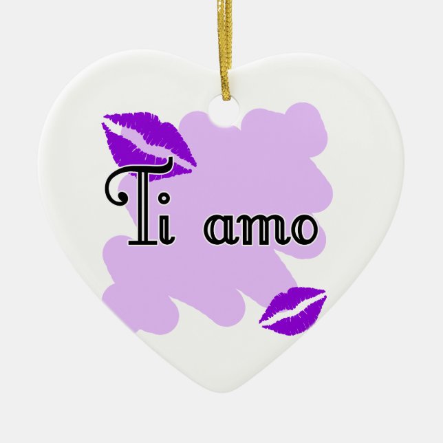 Ornamento De Cerâmica Ti amo - Italiano eu te amo (Frente)