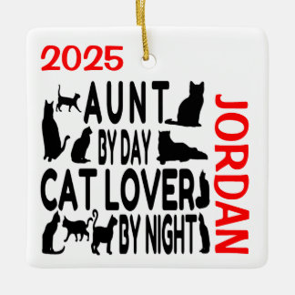 Ornamento De Cerâmica Tia ama Cats PERSONALIZADA