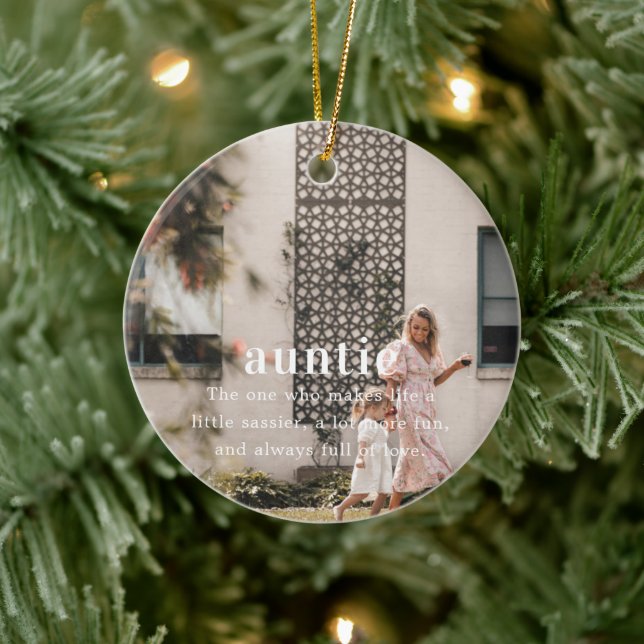 Ornamento De Cerâmica Tia | Presente de Natal Sentimental com Foto (Árvore)
