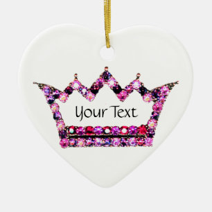Ornamento De Cerâmica Tiara cor-de-rosa personalizada