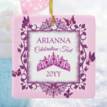 Tiarra Violeta Personalizada & Borboletas Lembranç