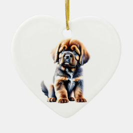 Ornamento De Cerâmica Tibetan Mastiff Puppy Personalizado