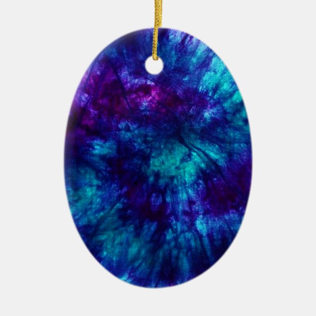 Ornamento De Cerâmica Tie Dye/Blue e Green (Frente)